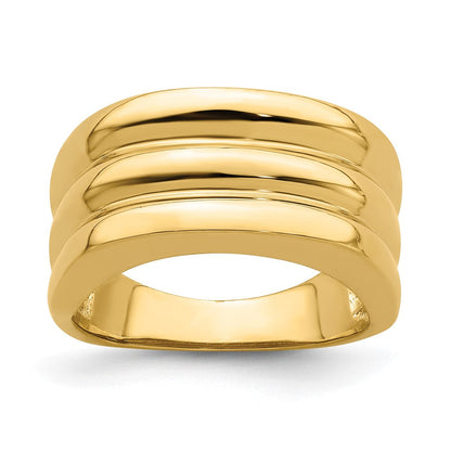 14K Gelbgold polierter Ring mit dreifacher Wölbungsrippe