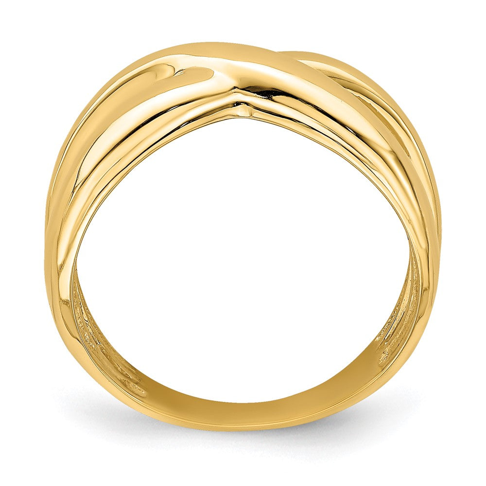 14K Gelbgold Ring poliert mit ausgeschnittenen Seiten X Wölbung
