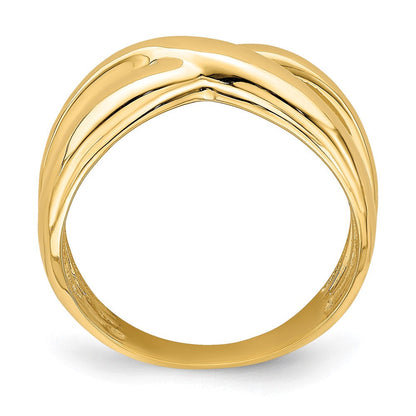 14K Gelbgold Ring poliert mit ausgeschnittenen Seiten X Wölbung