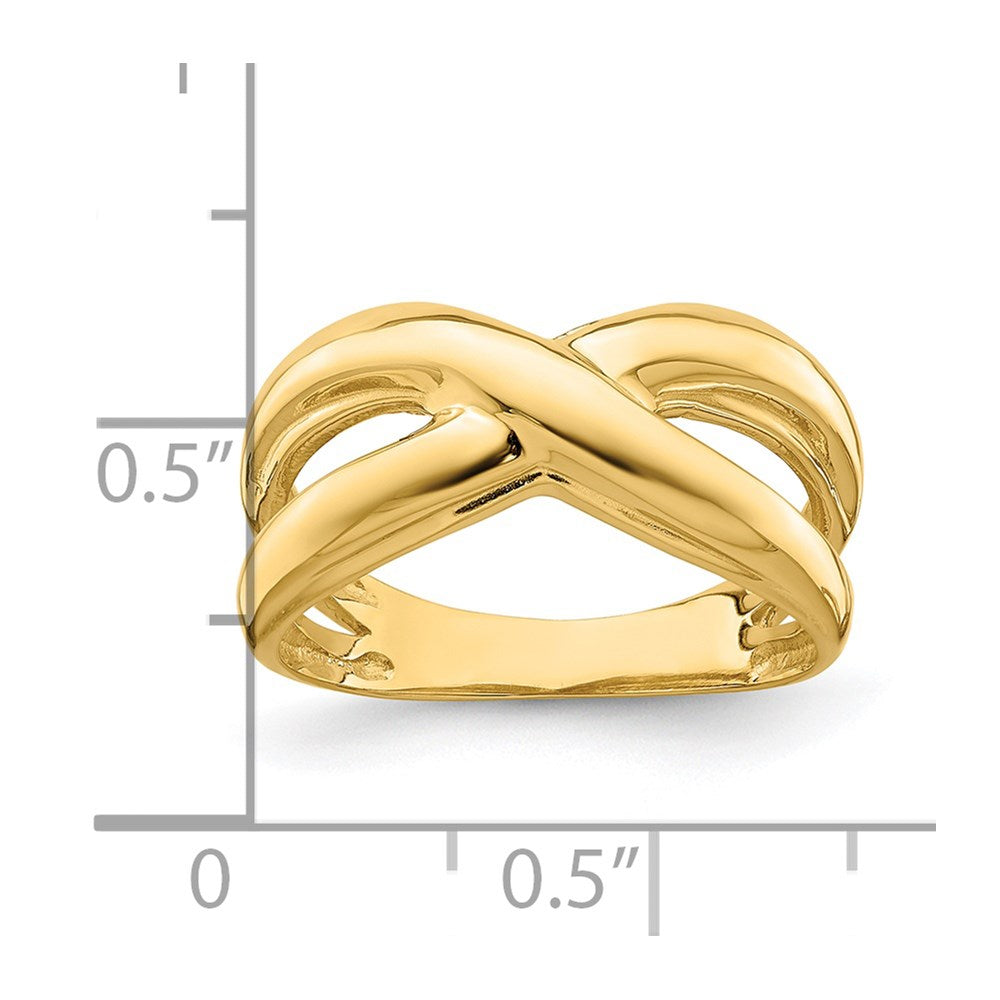 14K Gelbgold Ring poliert mit ausgeschnittenen Seiten X Wölbung