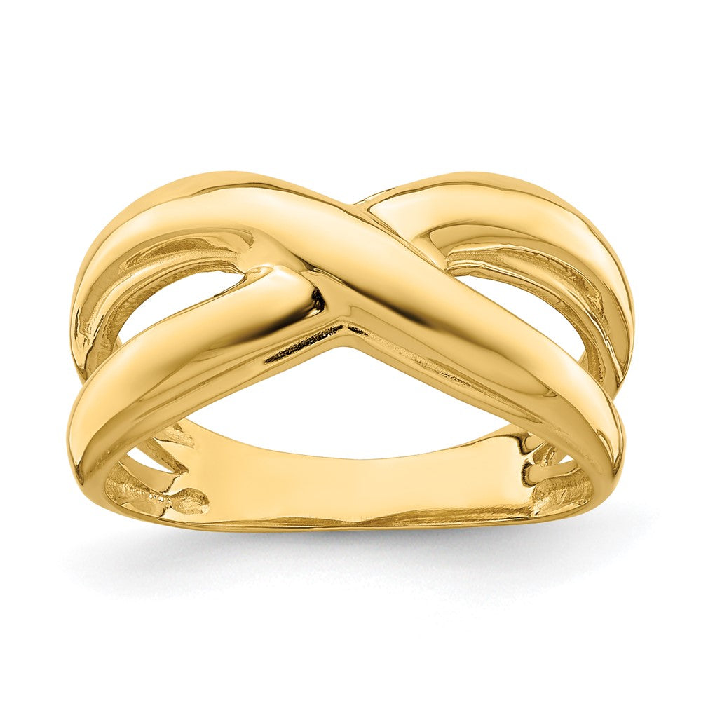 14K Gelbgold Ring poliert mit ausgeschnittenen Seiten X Wölbung