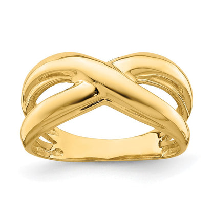14K Gelbgold Ring poliert mit ausgeschnittenen Seiten X Wölbung
