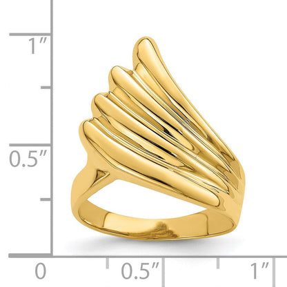 14K Gelbgold Ring mit poliertem Fischschwanz-Design