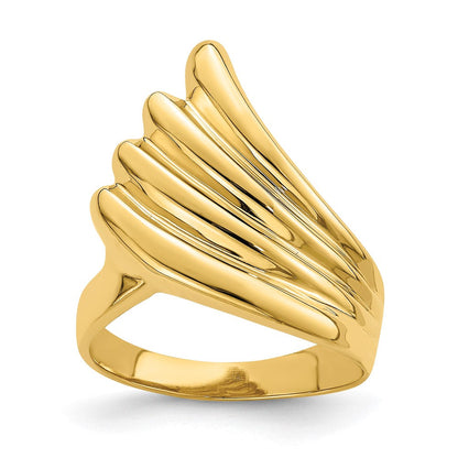 14K Gelbgold Ring mit poliertem Fischschwanz-Design