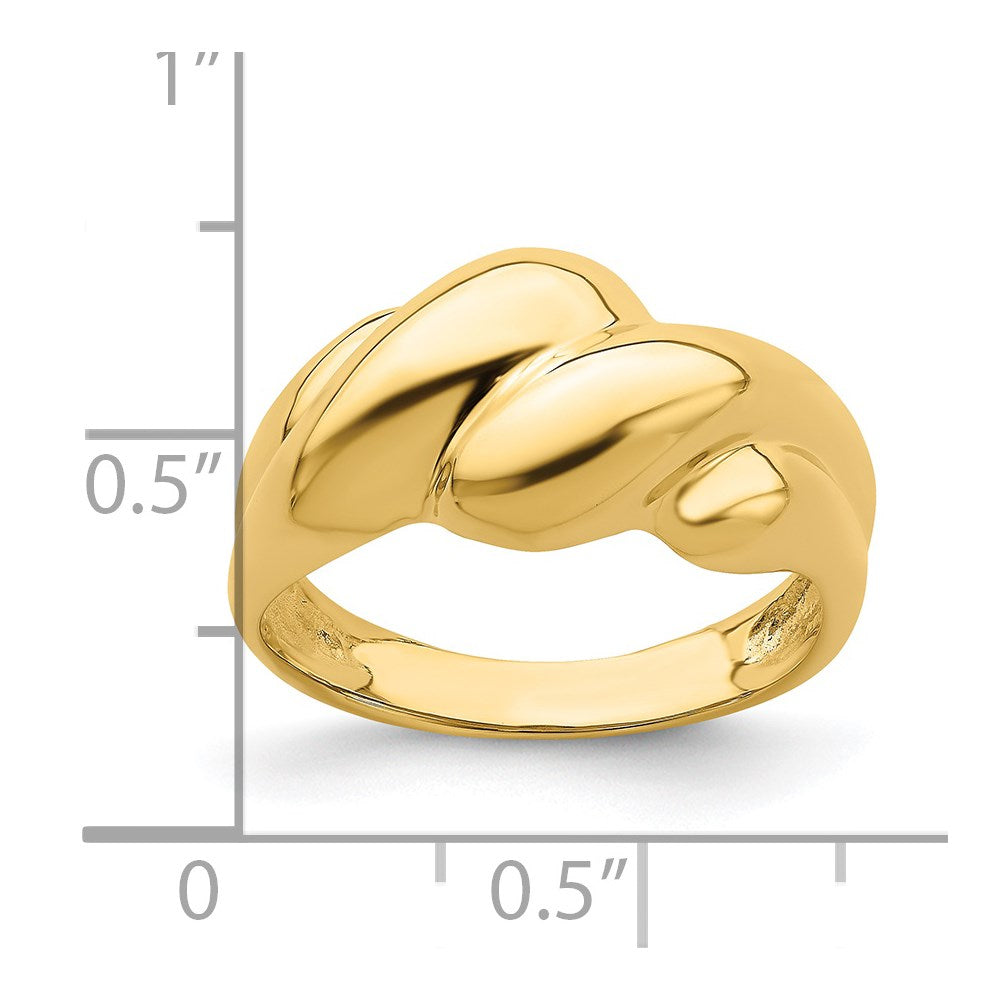 14K Gelbgold poliert Fashion-Dome-Ring