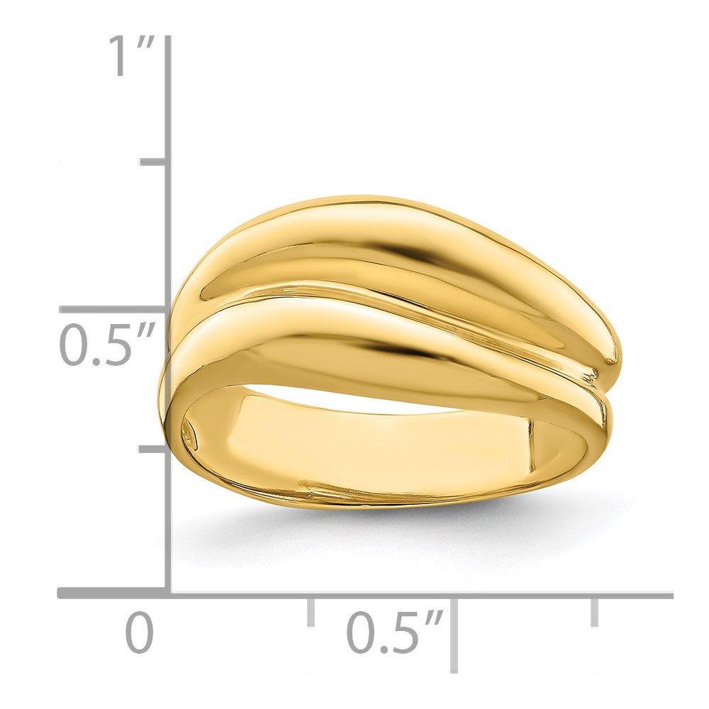 14K Gelbgold polierter Bandring mit Wölbung