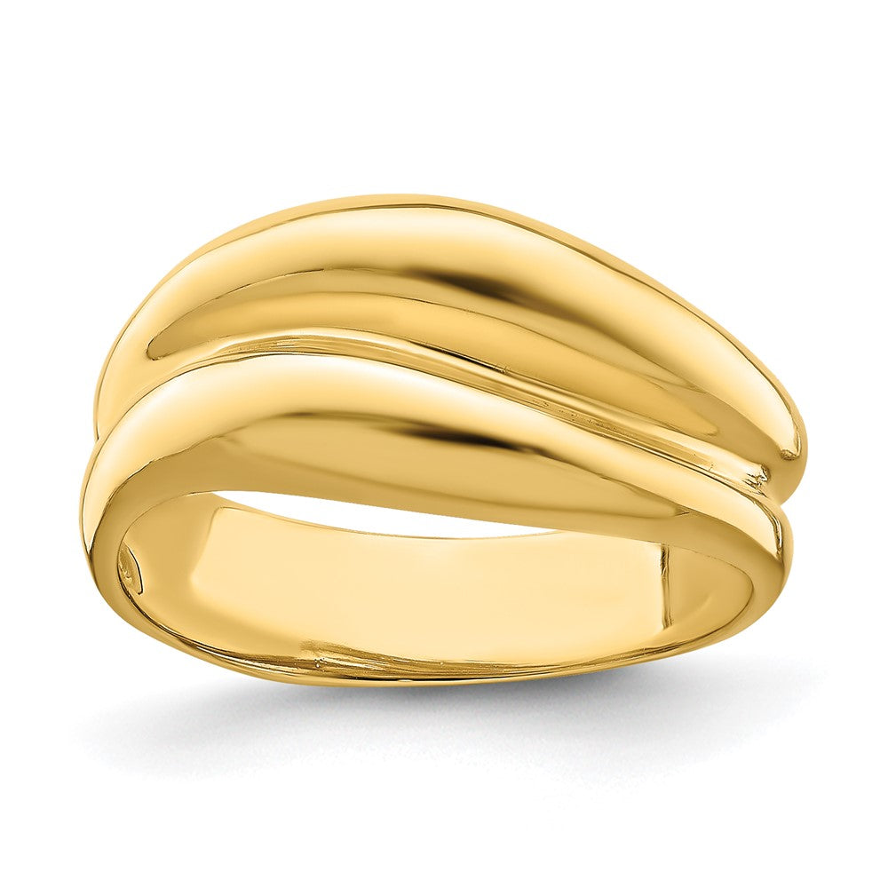 14K Gelbgold polierter Bandring mit Wölbung
