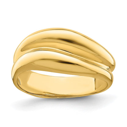 14K Gelbgold polierter Bandring mit Wölbung