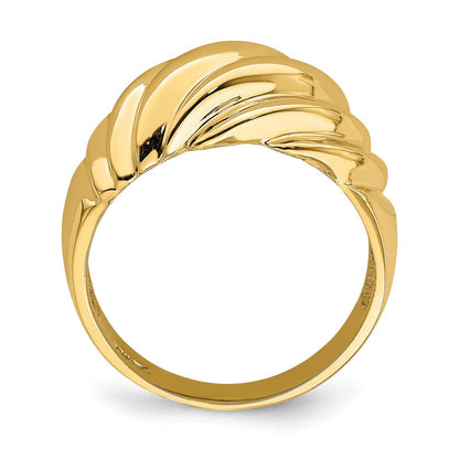 14K Gelbgold polierter Garnelen-Fashion-Ring