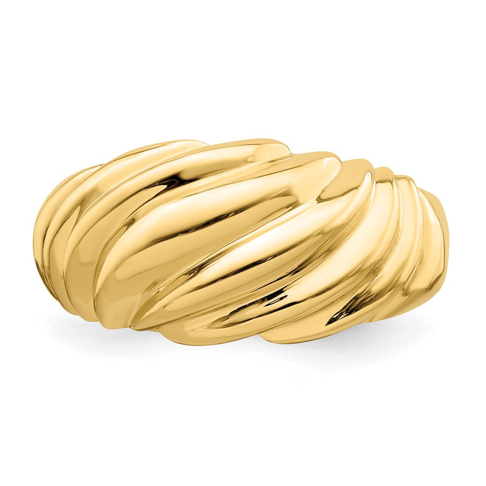 14K Gelbgold polierter Garnelen-Fashion-Ring