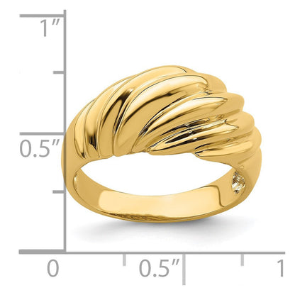 14K Gelbgold polierter Garnelen-Fashion-Ring
