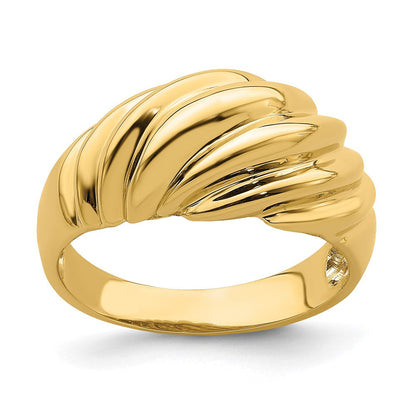 14K Gelbgold polierter Garnelen-Fashion-Ring
