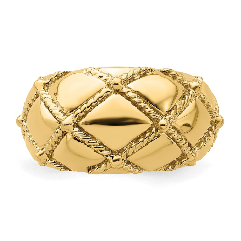 14K Gelbgold Geflochtener Seil Massiv Damenring
