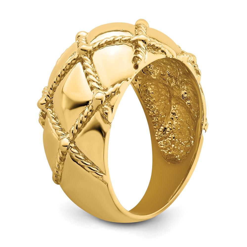 14K Gelbgold Geflochtener Seil Massiv Damenring