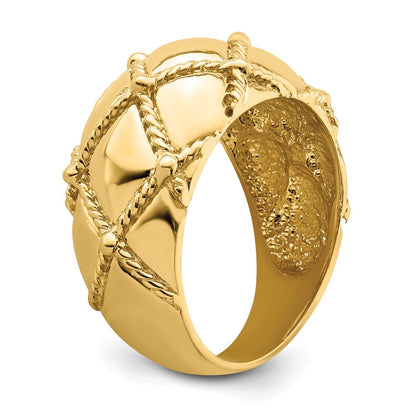 14K Gelbgold Geflochtener Seil Massiv Damenring