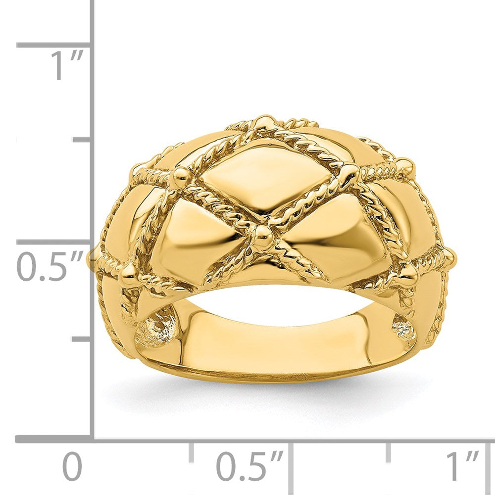 14K Gelbgold Geflochtener Seil Massiv Damenring