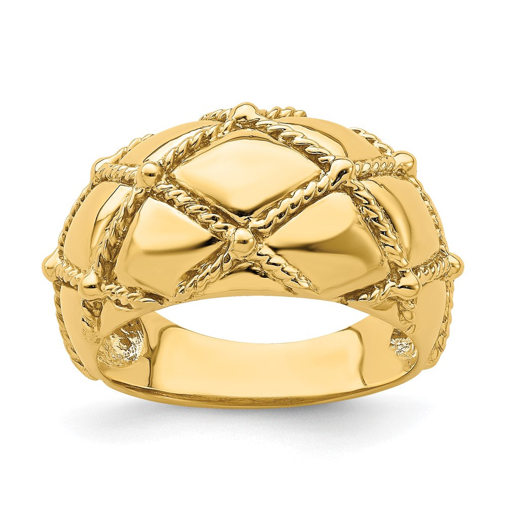 14K Gelbgold Geflochtener Seil Massiv Damenring