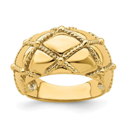 14K Gelbgold Geflochtener Seil Massiv Damenring