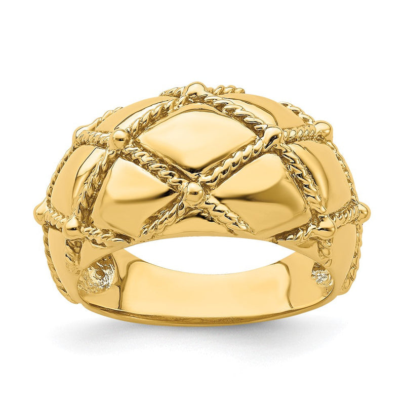 14K Gelbgold Geflochtener Seil Massiv Damenring
