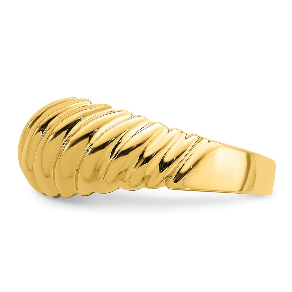 14K Gelbgold Poliert Garnele Bombierter Ring