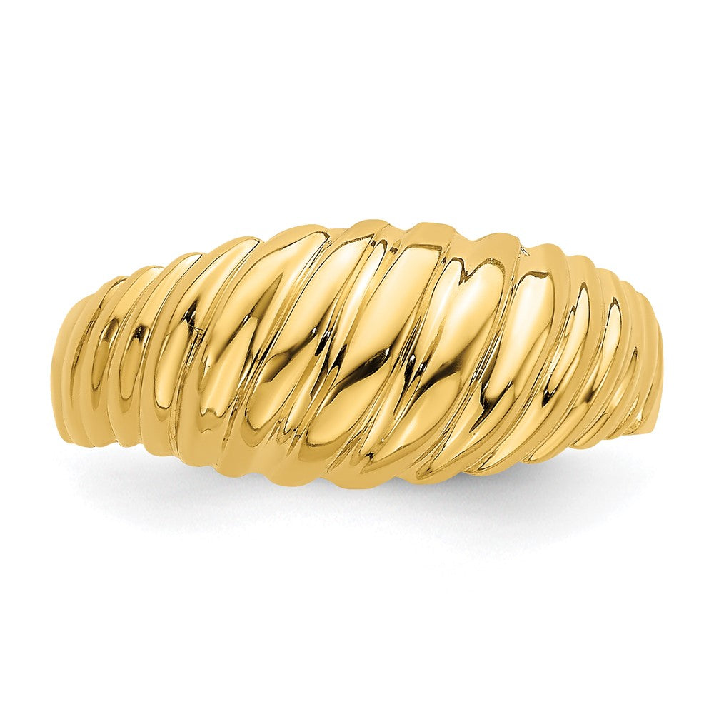 14K Gelbgold Poliert Garnele Bombierter Ring