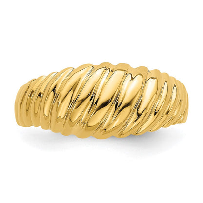 14K Gelbgold Poliert Garnele Bombierter Ring