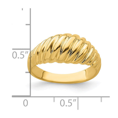 14K Gelbgold Poliert Garnele Bombierter Ring