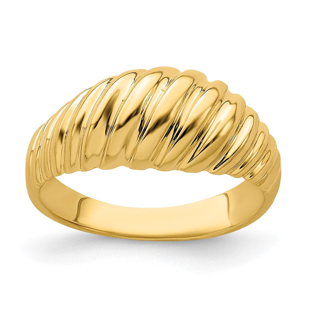 14K Gelbgold Poliert Garnele Bombierter Ring