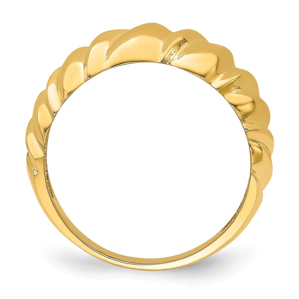 14K Gelbgold Ring, poliert, dreieckige Muschelform, gewölbt