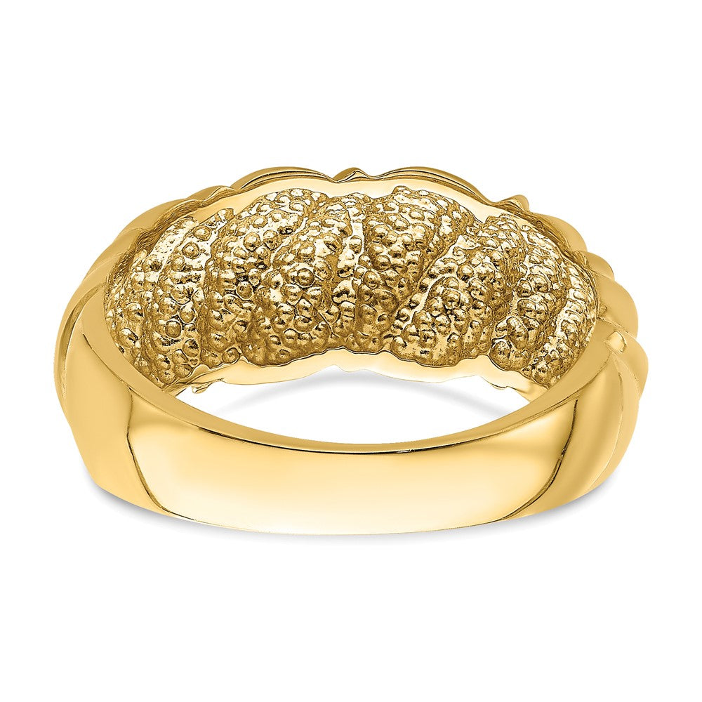 14K Gelbgold Ring, poliert, dreieckige Muschelform, gewölbt