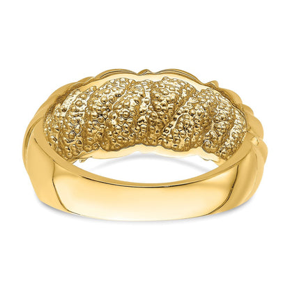 14K Gelbgold Ring, poliert, dreieckige Muschelform, gewölbt