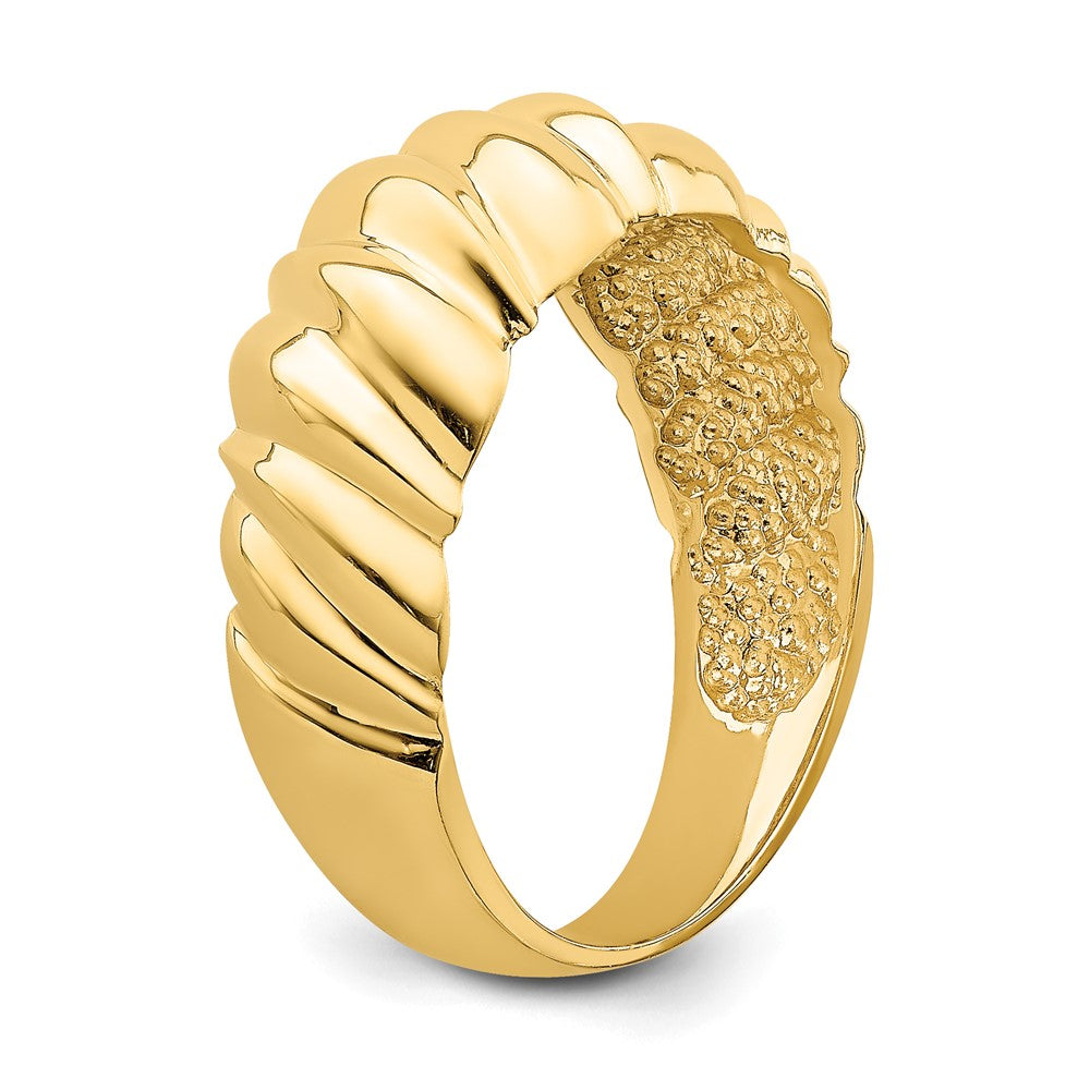 14K Gelbgold Ring, poliert, dreieckige Muschelform, gewölbt