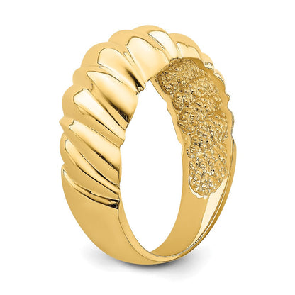14K Gelbgold Ring, poliert, dreieckige Muschelform, gewölbt