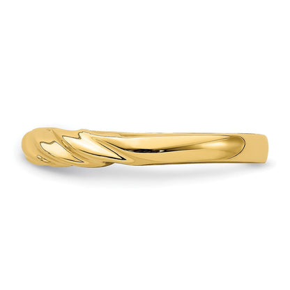 14K Gelbgold Polierter Schmaler Gerippter Bombierter Ring