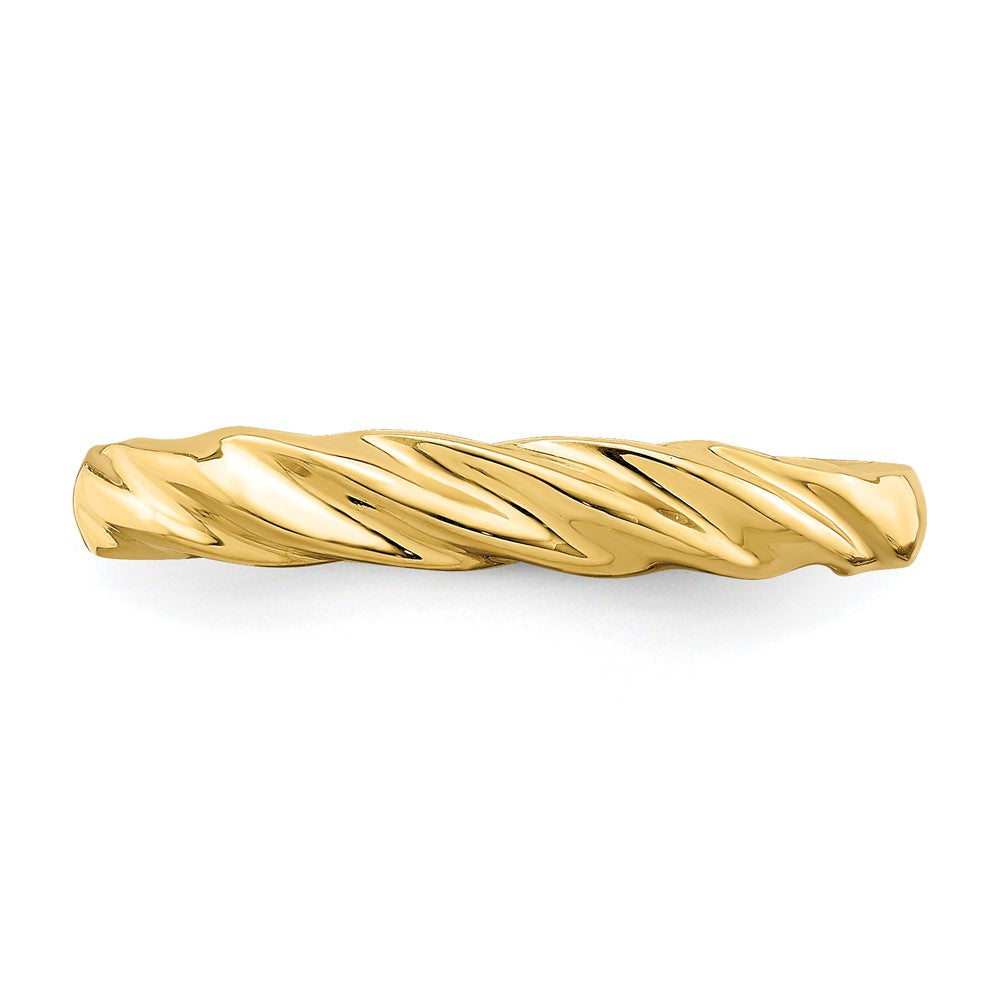 14K Gelbgold Polierter Schmaler Gerippter Bombierter Ring