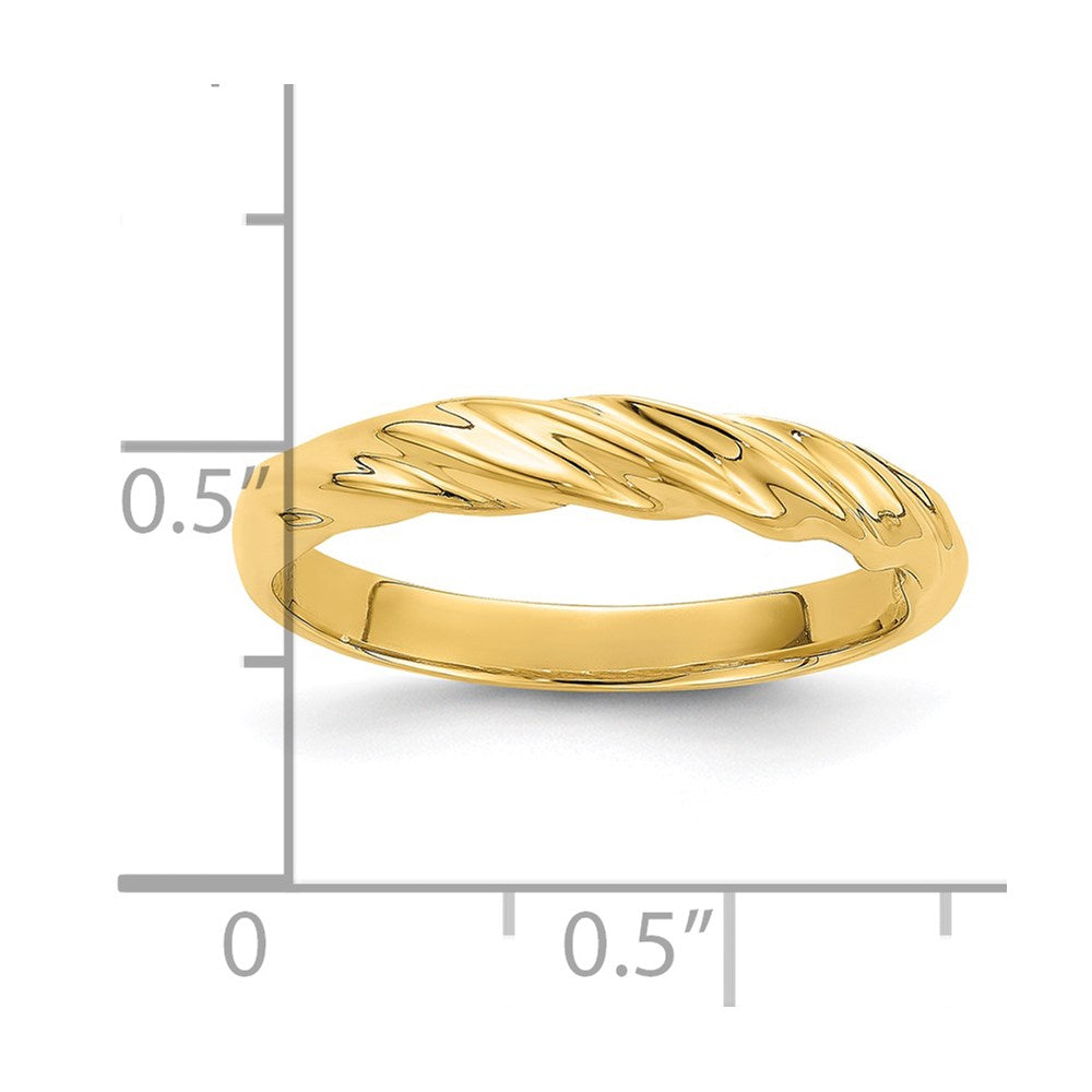 14K Gelbgold Polierter Schmaler Gerippter Bombierter Ring