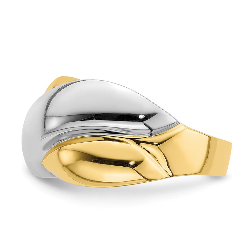 14K Gelbgold mit Rhodium-Beschichtung Polierter X-Bandring
