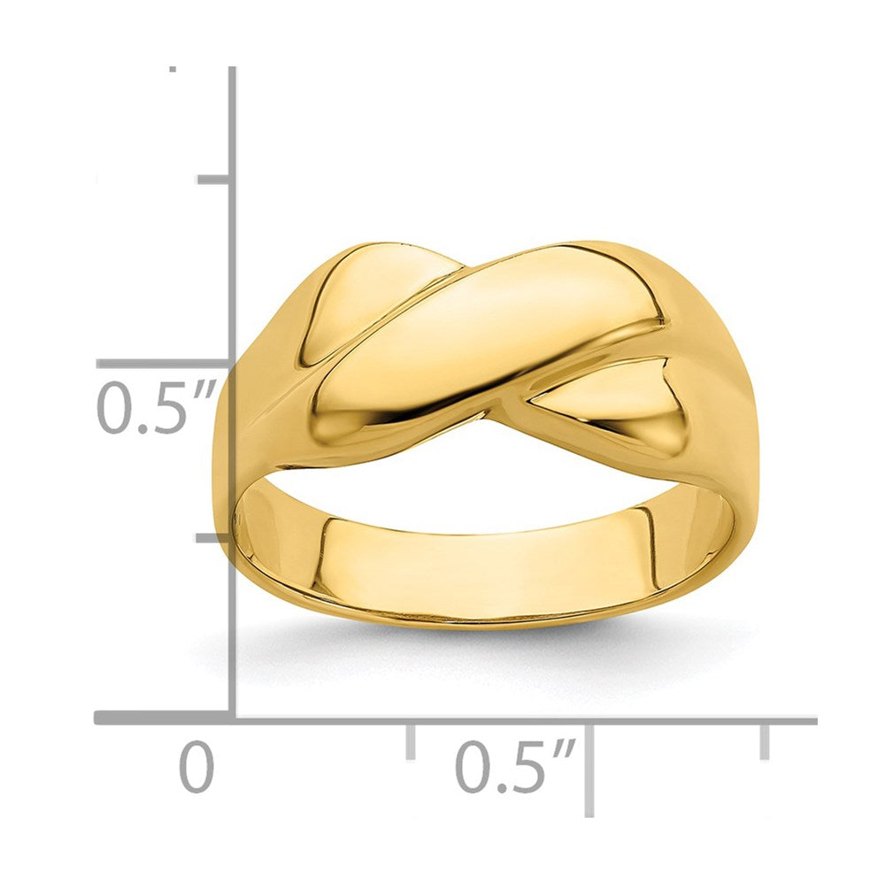 14K Gelbgold Polierter X-Kuppel-Ring