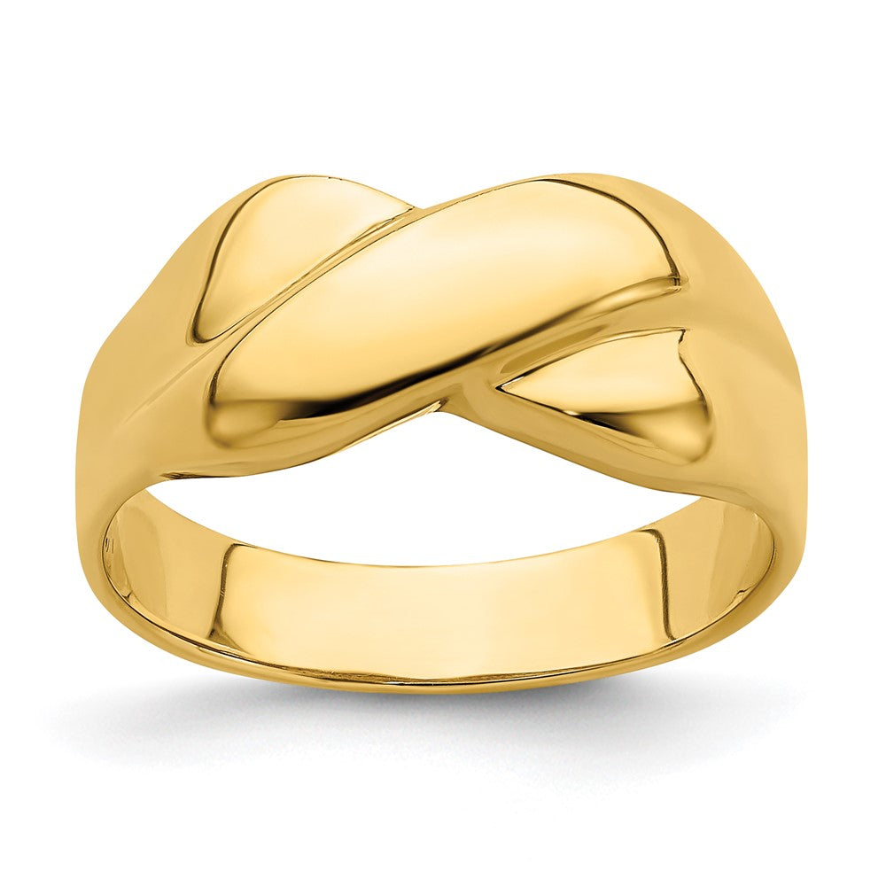 14K Gelbgold Polierter X-Kuppel-Ring