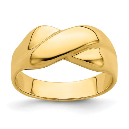 14K Gelbgold Polierter X-Kuppel-Ring