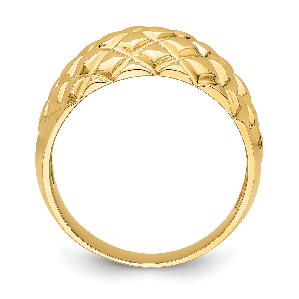14K Gelbgold Ring mit poliertem Korbgeflecht-Muster