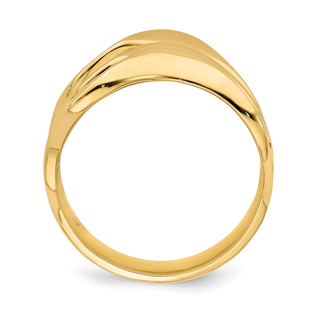 14K Gelbgold Ring mit poliertem offenem Wellendesign und Wölbung