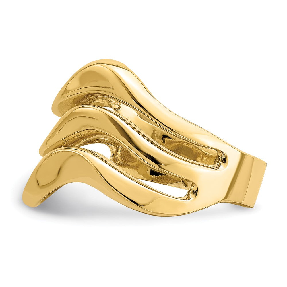 14K Gelbgold Ring mit poliertem offenem Wellendesign und Wölbung