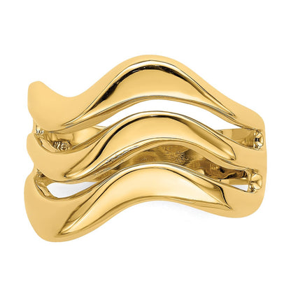 14K Gelbgold Ring mit poliertem offenem Wellendesign und Wölbung
