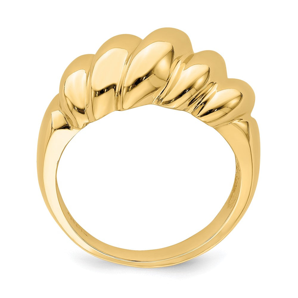 14K Gelbgold Poliert Schräger Shrimp-Bombierter Ring