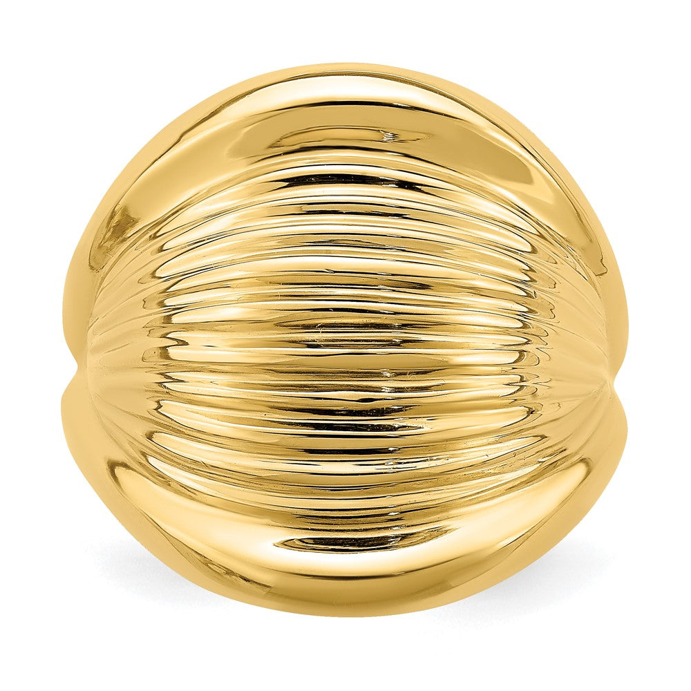 14K Gelbgold Poliert Gerippter Domring
