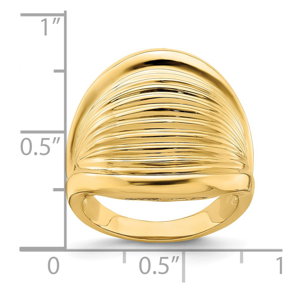 14K Gelbgold Poliert Gerippter Domring