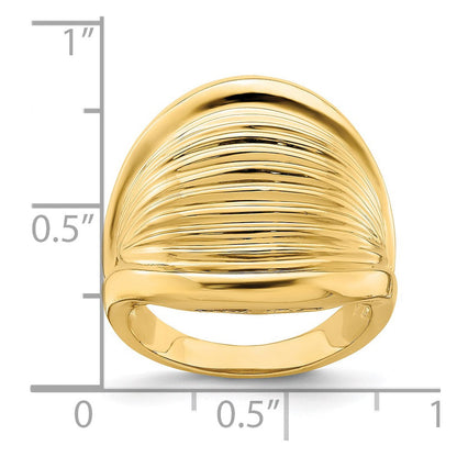 14K Gelbgold Poliert Gerippter Domring