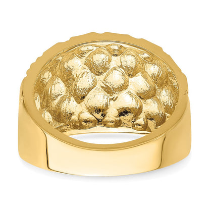 14K Gelbgold Ring mit diamantiertem gestepptem Muster, Dome-Design