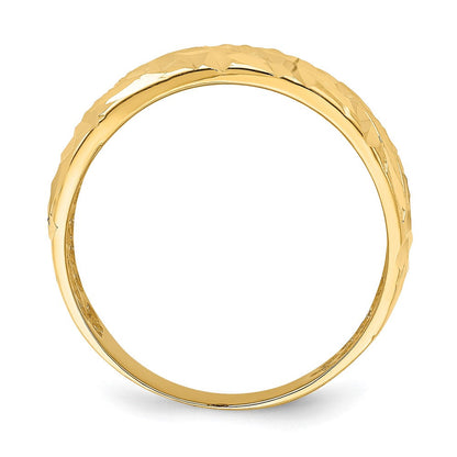 14K Gelbgold diamantierter Pfeil-Schlitz-Wölbring